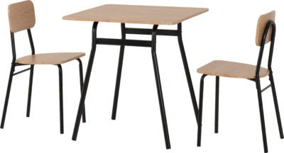 Warren 1+2 Dining Table Set - Russet Oak Effect/Black