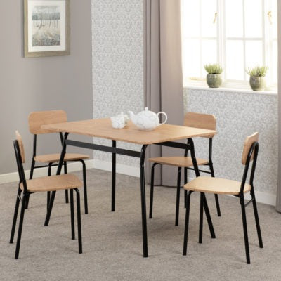 Warren 1+4 Dining Set - Russet Oak Effect/Black