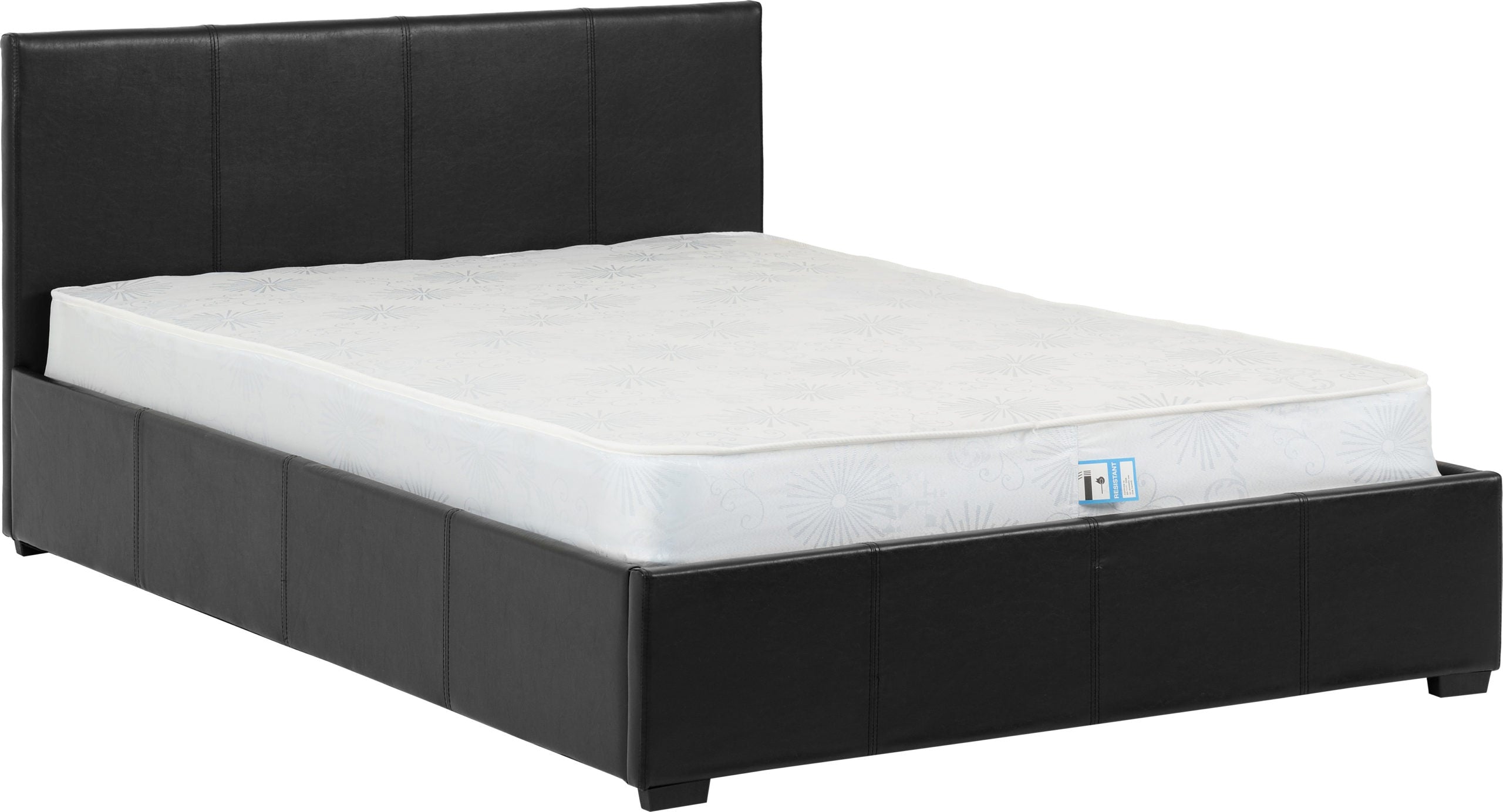 Waverley 4ft Gas Lift Storage Bed Frame in Black Faux Leather