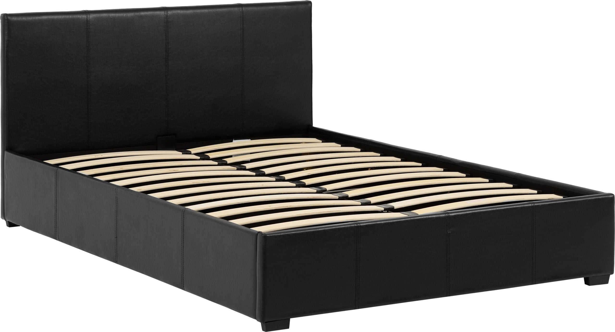 Waverley 4ft Gas Lift Storage Bed Frame in Black Faux Leather
