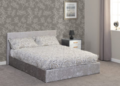 Waverley 4ft6 Gas Lift Storage Bed Frame in Grey Crushed Velvet