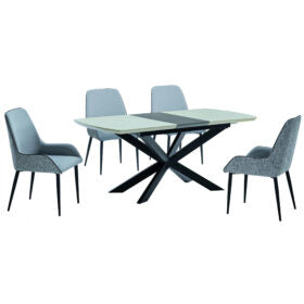 Windemere Velvet Dining Chair Grey & Black