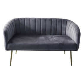 Wingfield Velvet Sofa 2S Grey with Gold Metal Legs