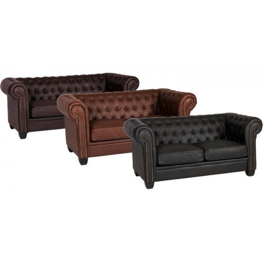 Winston 2 Seater Sofa Leather & PVC - Black