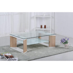 Zola Glass Coffee Table White & Natural