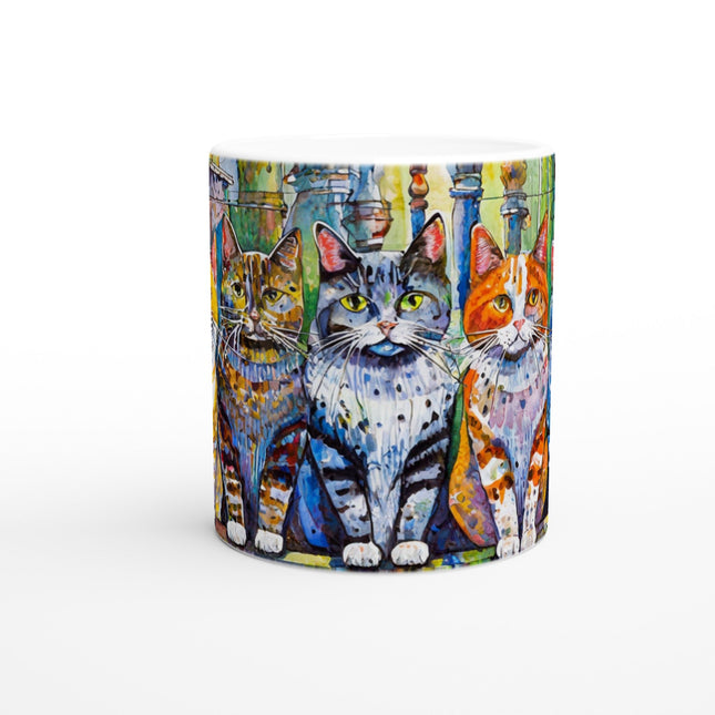 🐾 Cheeky Cats Ceramic Mug – 11oz White Coffee Cup for Cat Lovers 🐱☕