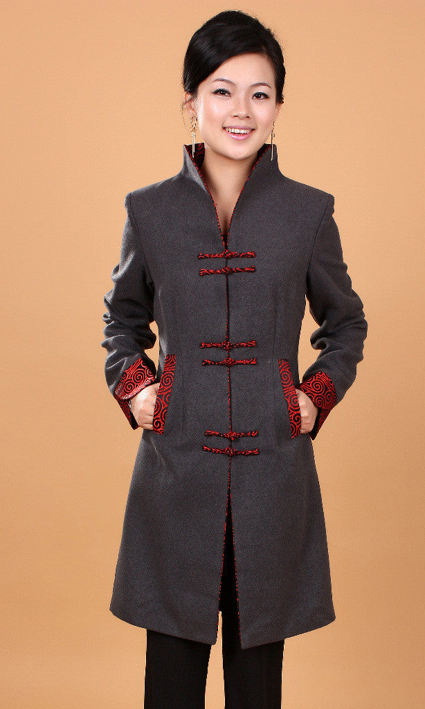 Autumn Ethnic Style Women's Retro Wool Mid-length Trench Coat