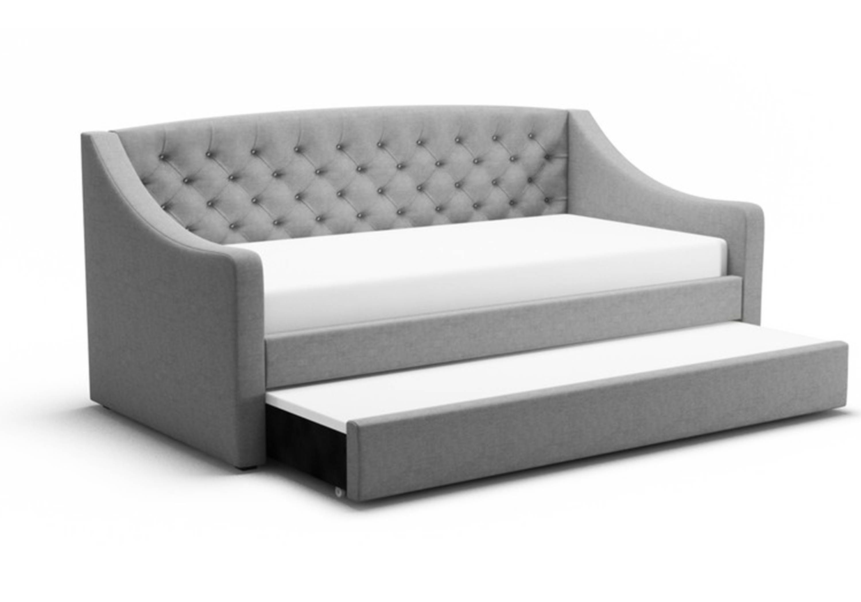 Flair Aurora Grey Fabric Daybed With Trundle including 2 ECO mattresses And a FREE Delivery