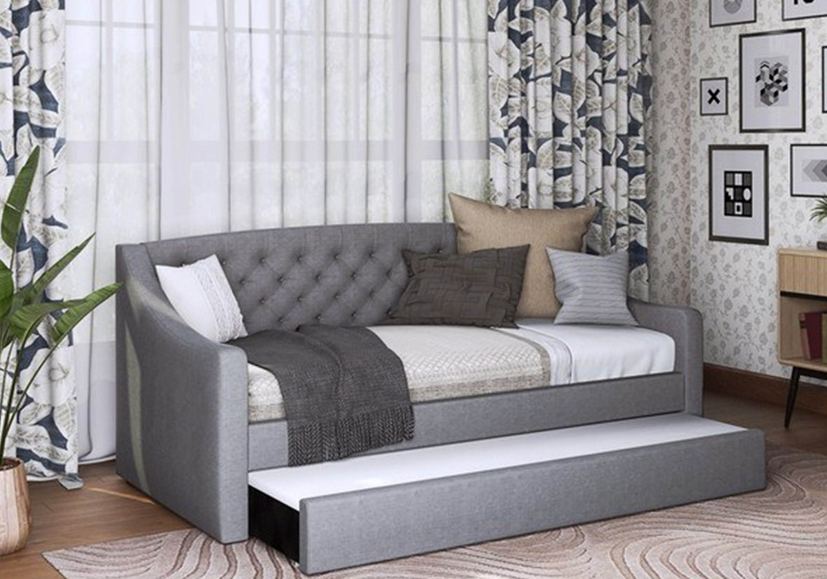 Flair Aurora Grey Fabric Daybed With Trundle including 2 ECO mattresses And a FREE Delivery