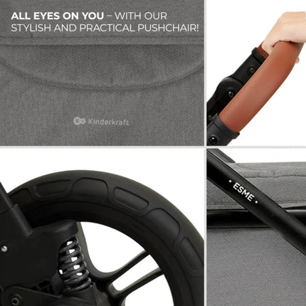 Kinderkraft Esme 3-in-1 Travel System with Mink Pro Car Seat - Moonlight Grey