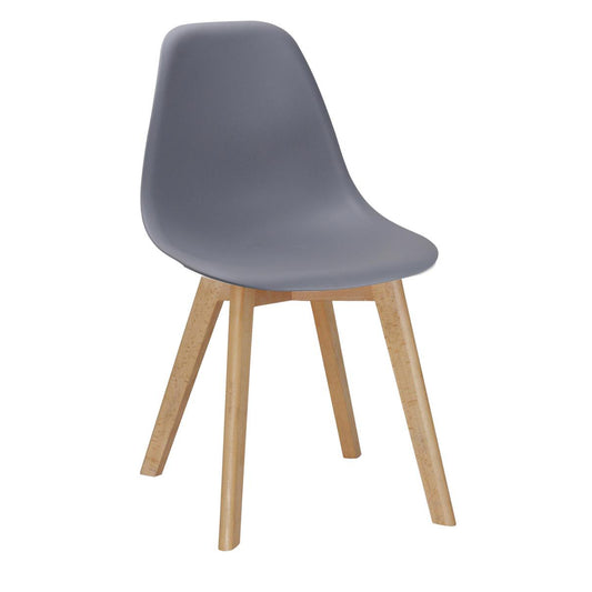 Belgium Plastic (PP) Chairs with Solid Beech Legs - Grey