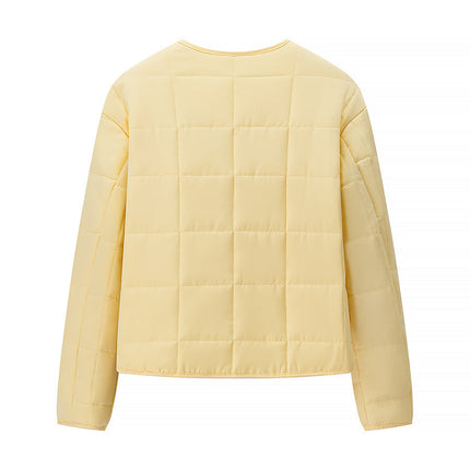 Autumn Women Clothing Yellow Quilted Cotton Plaid Cotton Clothing Cotton Coat