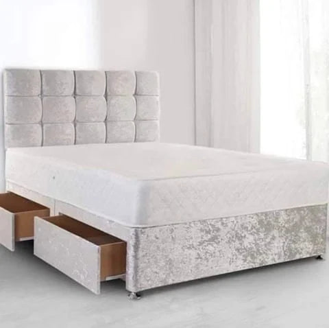Crushed Velvet Divan Sets including Headboard/Mattress And Delivered anywhere in the UK Free