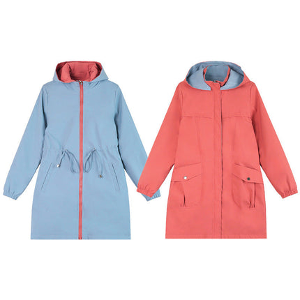 Women's Reversible Mid-Length Coat - 2-in-1 Spring Autumn Jacket | Premium Double-Sided Design