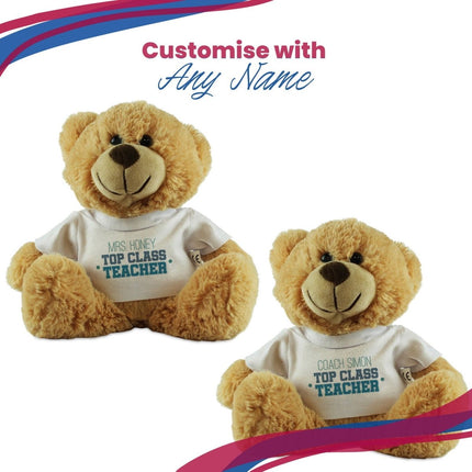 Cream Teddy Bear with Top Class Teacher Design T-Shirt