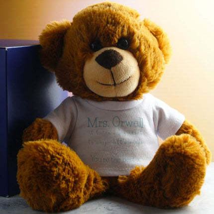 Dark Brown Teddy Bear with A Big Heart Shapes Little Minds Design