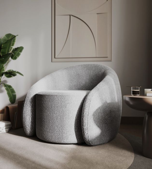 Flair Aelia Boucle Teddy Accent Swivel Chair Grey including FREE Delivery