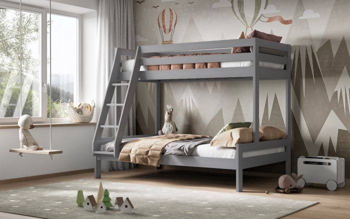 Noomi- Nora Triple Bunk Grey With Drawers/Mattresses