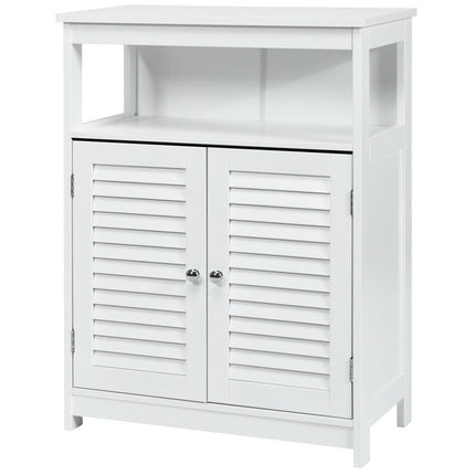 Bathroom Floor Cabinet with Double Shutter Door and Adjustable Shelf-Grey