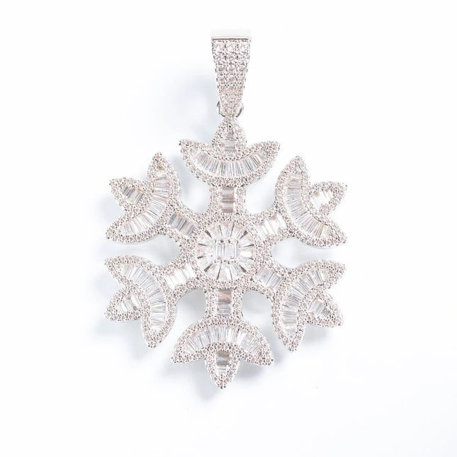 Iced Snowflake Pendant - White Gold