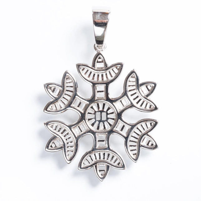 Iced Snowflake Pendant - White Gold