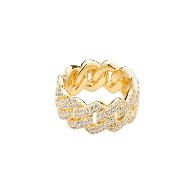 Iced Prong Cuban Ring - Gold