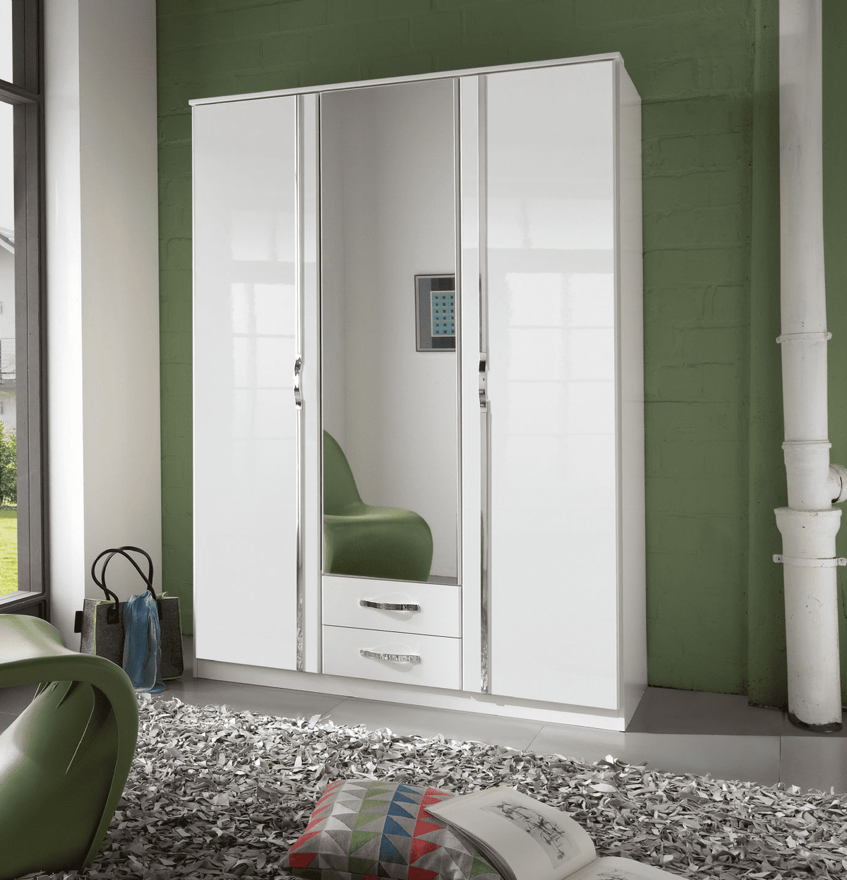 Ivana German White Gloss 3 Door Wardrobe - 2653