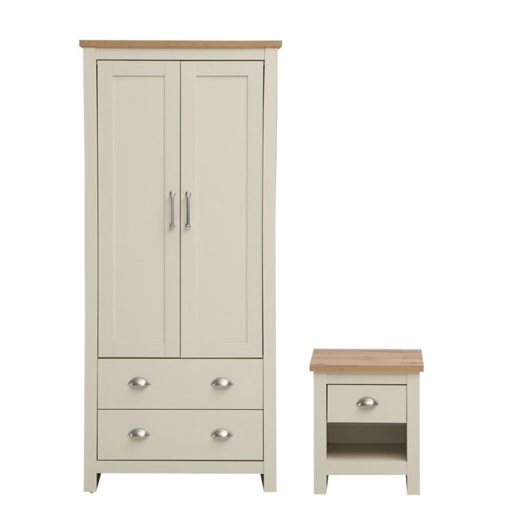 Lisbon 2 Piece Set (2 Door Wardrobe, 1 Drw Bedside)