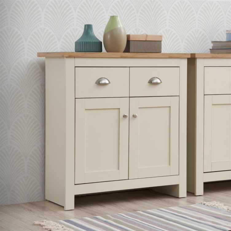 Lisbon Cream/Oak 3 Piece Set (Corner TV Unit 2 Drawers, 2 Doors & 2 Drawer Sideboard, 2 Drawer Coffee Table) Cream