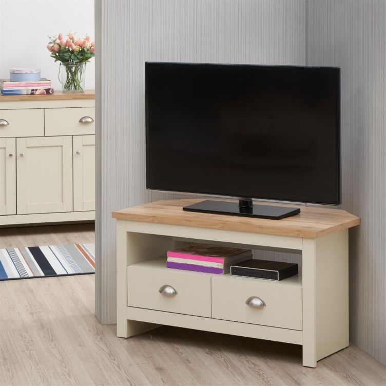 Lisbon Cream/Oak 3 Piece Set (Corner TV Unit 2 Drawers, 2 Doors & 2 Drawer Sideboard, 2 Drawer Coffee Table) Cream