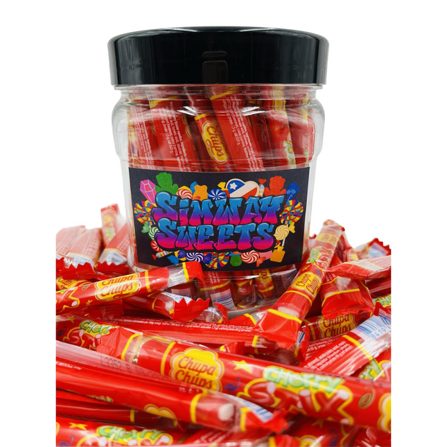 Simway Sweets Jar 850g - Chupa Chups Cherry Stix - Individually Wrapped Sweets - Approximately 60 Pieces