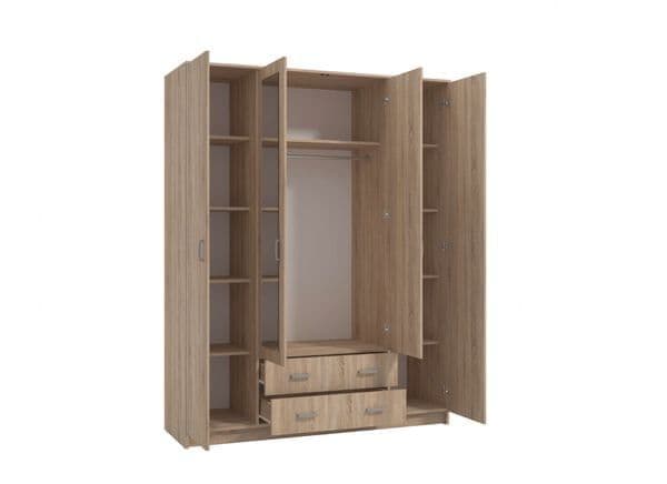 Miami Sonoma Oak Effect 4 Door 2 Drawer Wardrobe - 3123