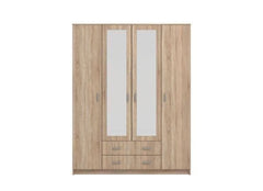 Miami Sonoma Oak Effect 4 Door 2 Drawer Wardrobe - 3123