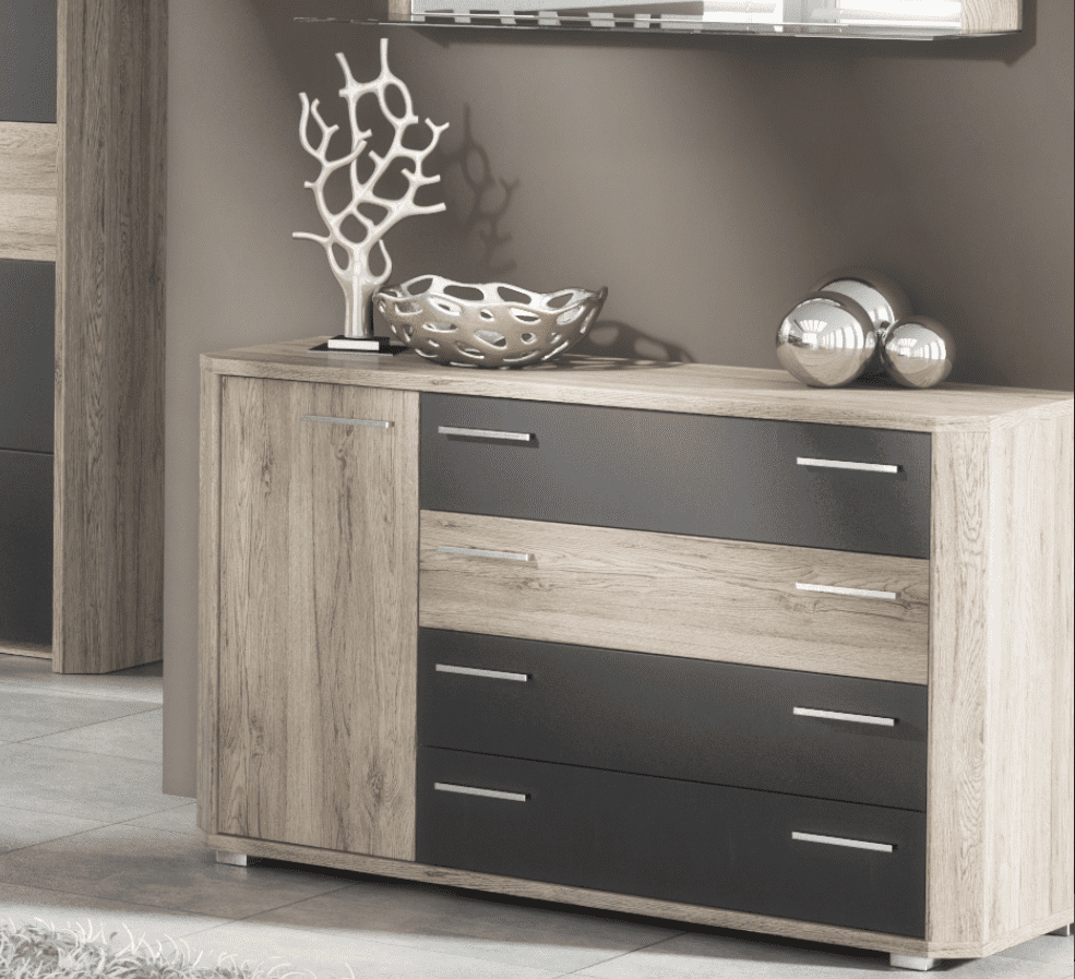 Mara Dark Brown With Oak Effect Chest Of Drawers Dresser