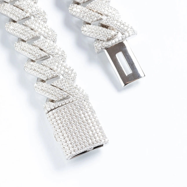 19mm Iced Prong Cuban Chain + Bracelet - Silver