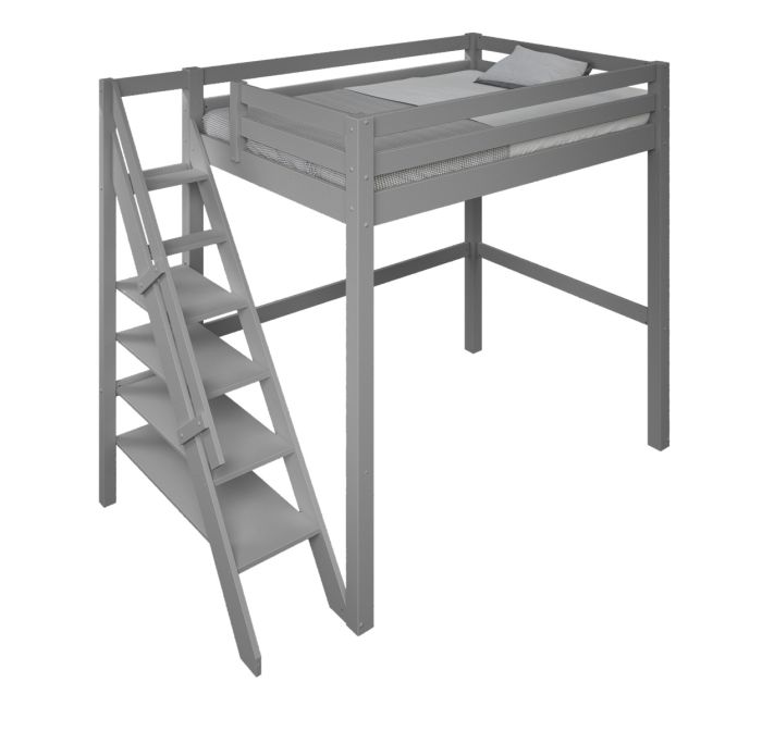 Studio Loft Bed Double High Sleeper in Grey & including Accessories