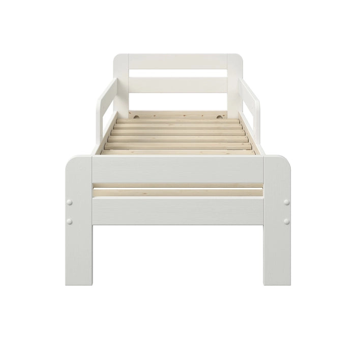 Noomi Wooden Toddler Bed With Side Rails White (FSC-Certified) Mattress is included and delivered free