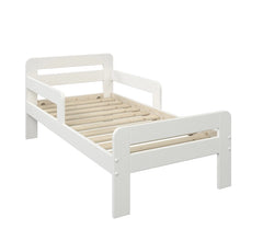 Noomi Wooden Toddler Bed With Side Rails White (FSC-Certified) Mattress is included and delivered free