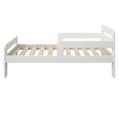 Noomi Wooden Toddler Bed With Side Rails White (FSC-Certified) Mattress is included and delivered free