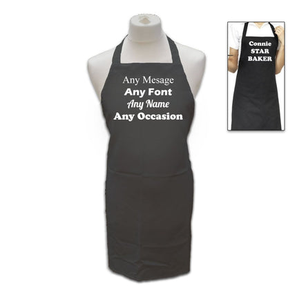 Personalised Black Apron, Personalise with Any Message