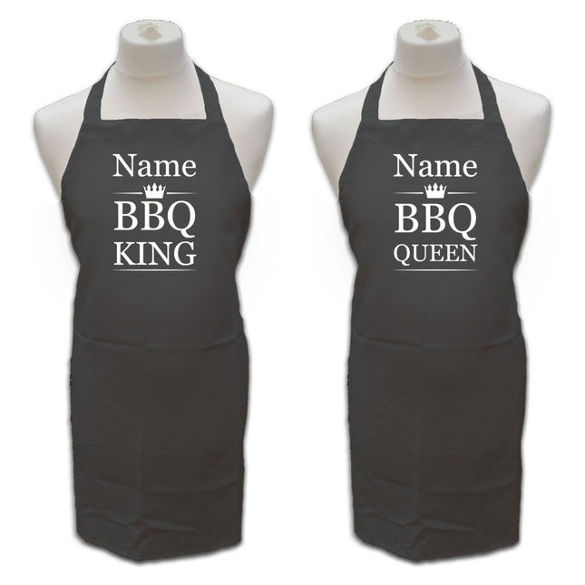 Personalised Black Apron with Name - BBQ King/Queen