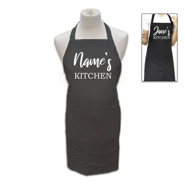 Personalised Black Apron with Name's Kitchen