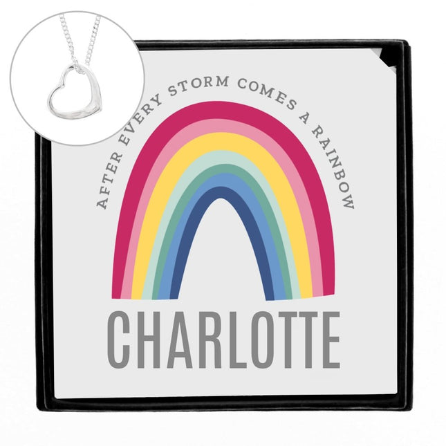 Personalised Rainbow Sentiment Silver Tone Necklace And Box