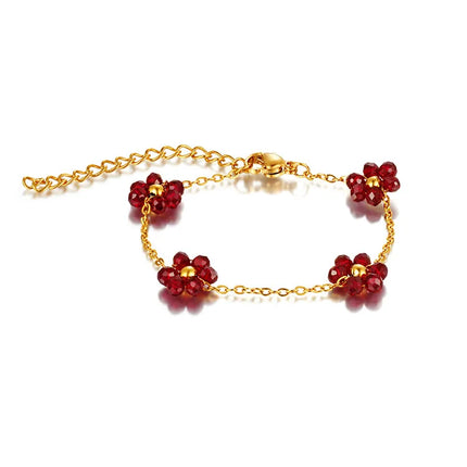 Elegant Simple Style Flower 304 Stainless Steel cable chain Bracelets In Bulk