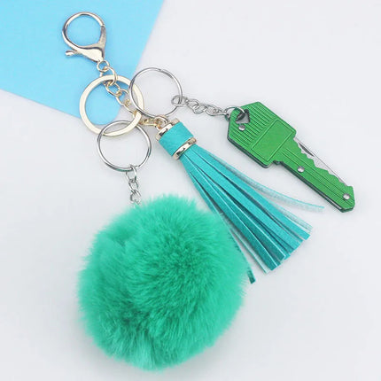 Simple Style Self-defense Solid Color Self-defense Pu Leather Self-defense Bag Pendant Self-defense Keychain