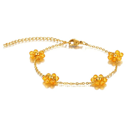 Elegant Simple Style Flower 304 Stainless Steel cable chain Bracelets In Bulk