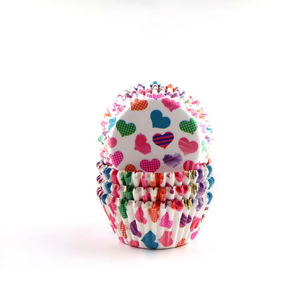 Simple Style Rainbow Heart Shape Solid Color Anti-oil paper Bakeware cake cups