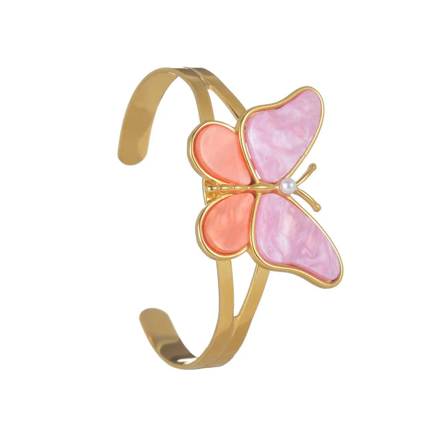 Cute Sweet Butterfly 304 Stainless Steel Bangle In Bulk