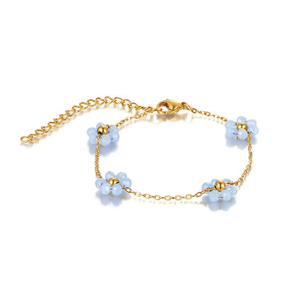 Elegant Simple Style Flower 304 Stainless Steel cable chain Bracelets In Bulk