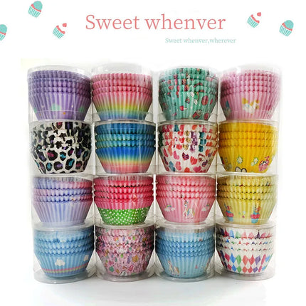 Simple Style Rainbow Heart Shape Solid Color Anti-oil paper Bakeware cake cups
